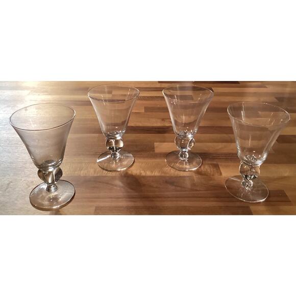 Set of 4 Vintage Mid Century Swedish Crystal Wine Glass Water Goblets - Picture 1 of 10
